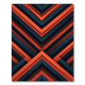 Modern Orange Charcoal Geometric Chevron Rug