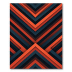 Modern Orange Charcoal Geometric Chevron Rug