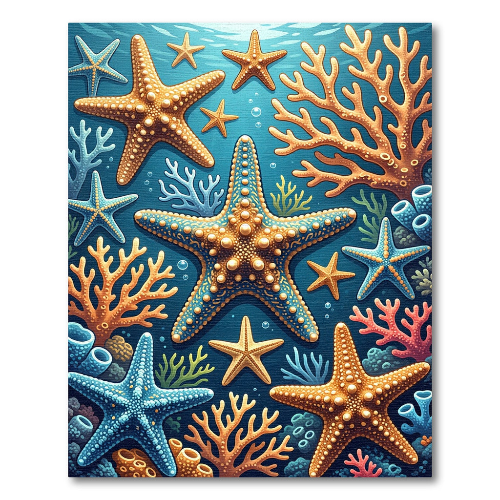 Vibrant Starfish Coral Underwater Scene Rug