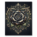 Black Rose Ornate Scroll Heart Rug