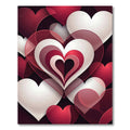 Crimson White Layered Heart Composition Rug
