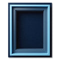 Geometric Triple Layered Blue Frame Rug