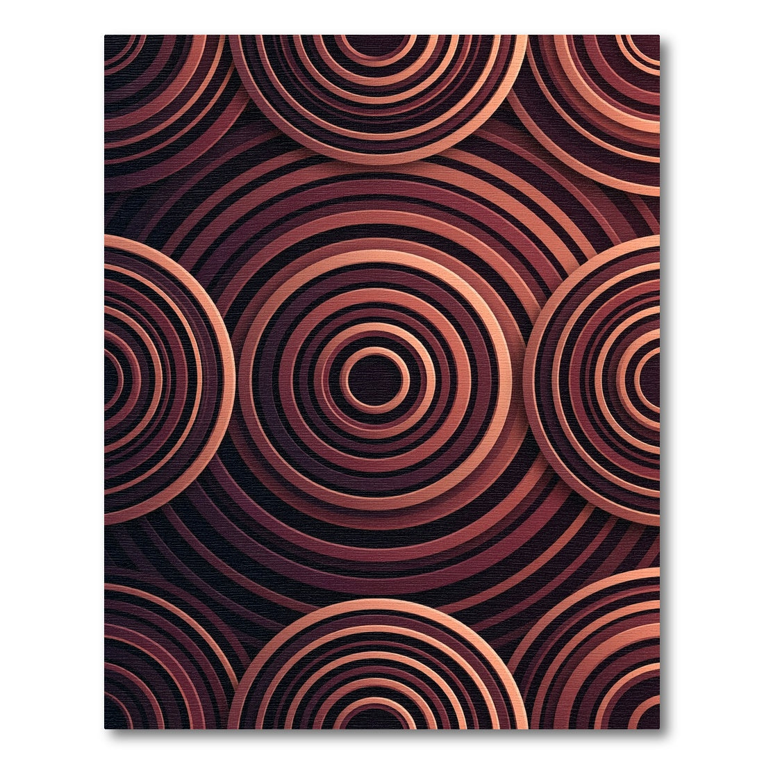 Modern Copper Concentric Circle Abstract Rug