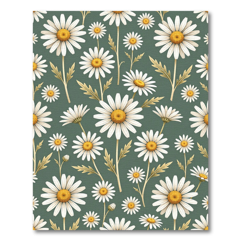 Botanical Sage Green Daisy Floral Rug