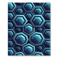 Modern Blue Geometric Hexagon Illusion Rug