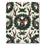Festive Woodland Deer and Holly Holiday Rug