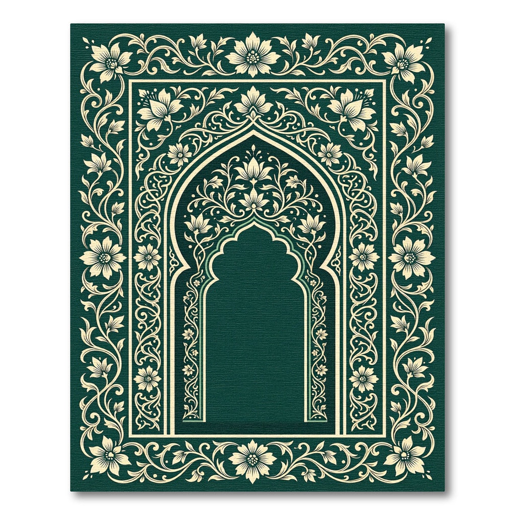 Emerald Floral Arch Scroll Area Rug