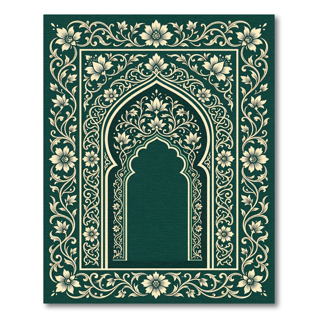 Emerald Floral Arch Scroll Area Rug