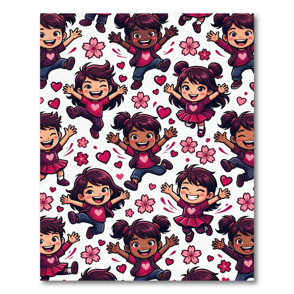 Joyful Kids Pink Hearts Cherry Blossoms Rug