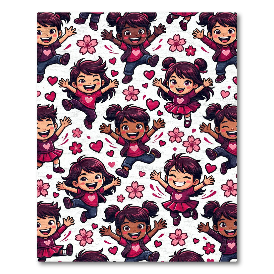 Joyful Kids Pink Hearts Cherry Blossoms Rug