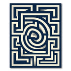 Navy Geometric Labyrinth Swirl Abstract Rug