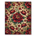 Crimson Floral Vine With Gold Background Rug
