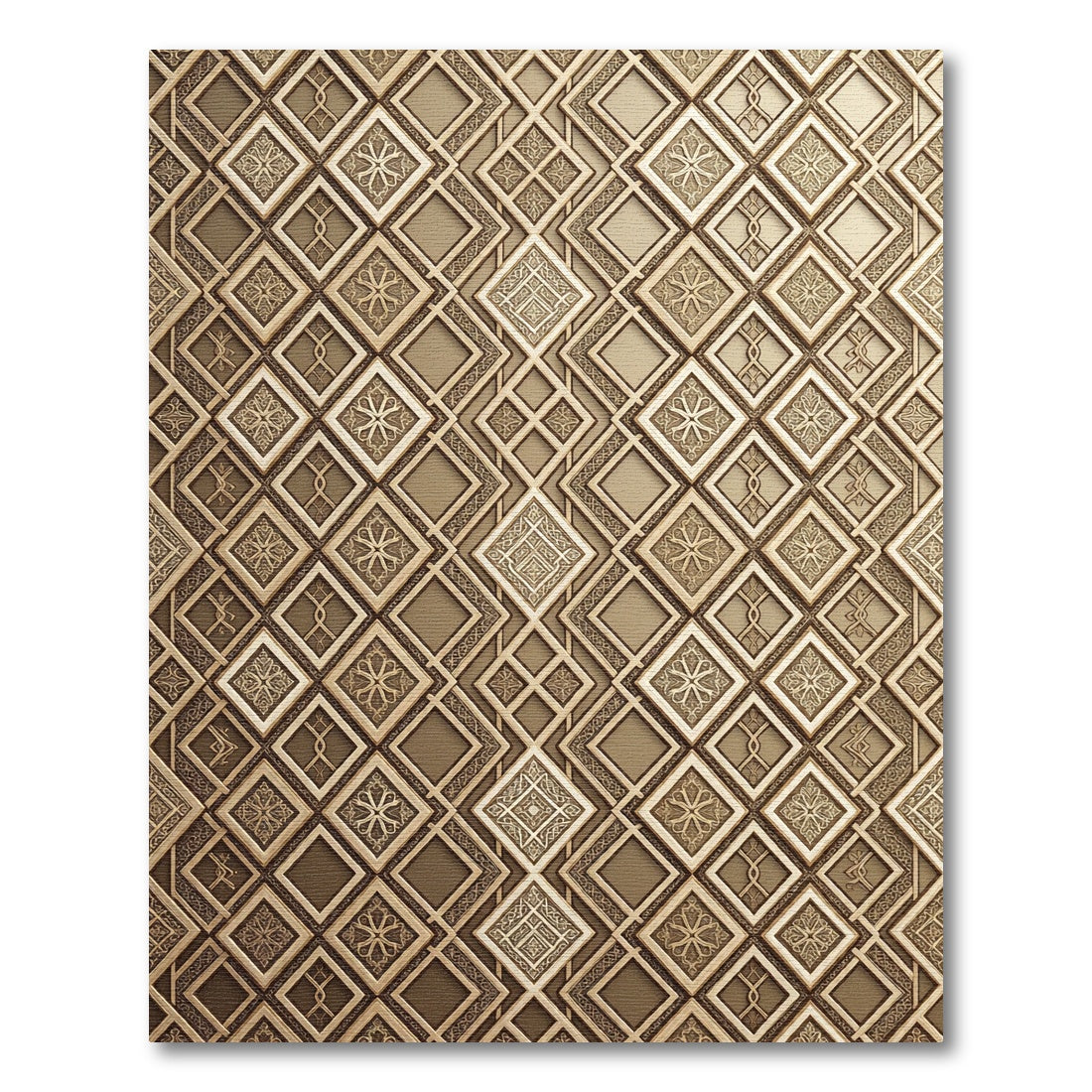 Luxurious Metallic Gold Geometric Lattice Rug