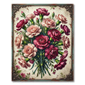 Vintage Pink Carnation Bouquet Illustration Rug
