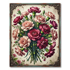 Vintage Pink Carnation Bouquet Illustration Rug