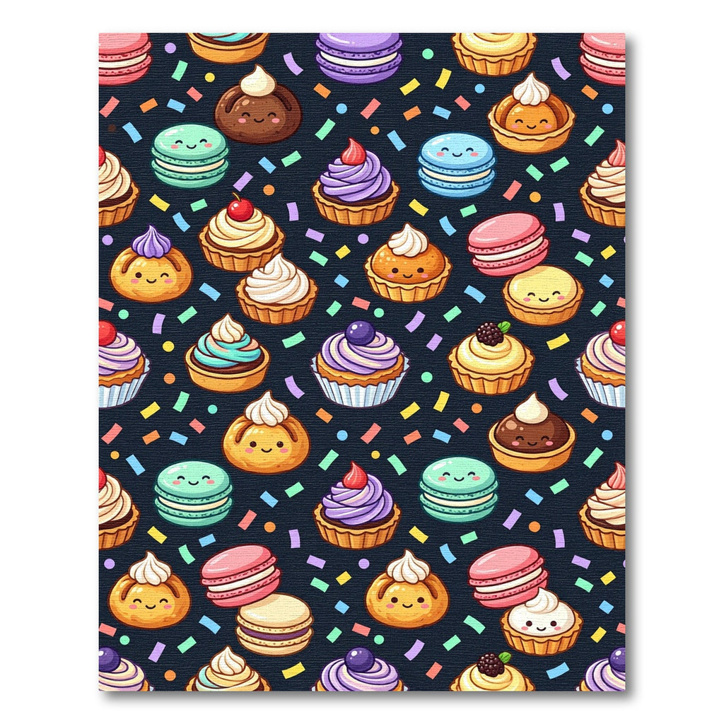 Cute Kawaii Dessert Pastry Confetti Illustration Rug