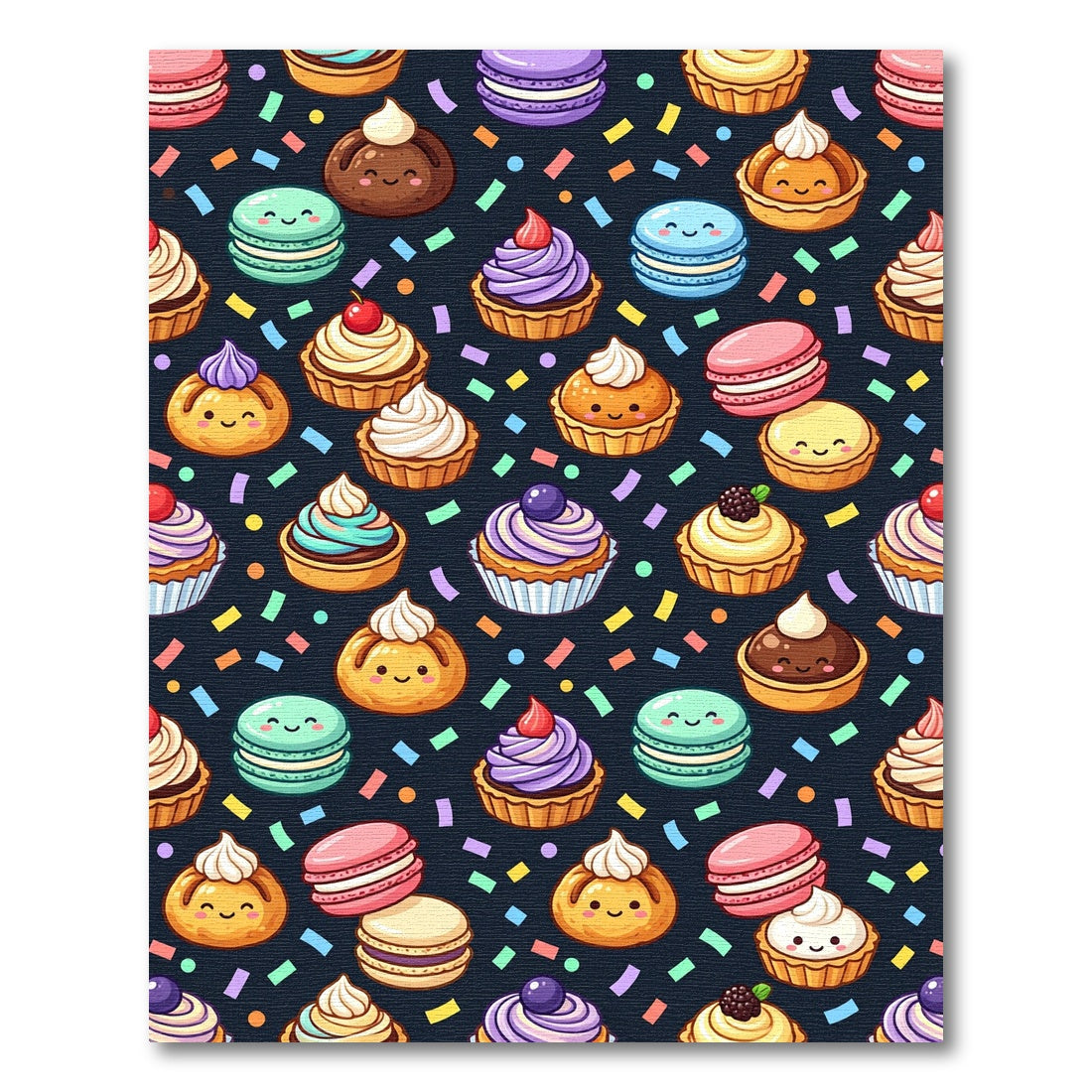 Cute Kawaii Dessert Pastry Confetti Illustration Rug