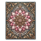 Pink White Intricate Lotus Mandala Rug