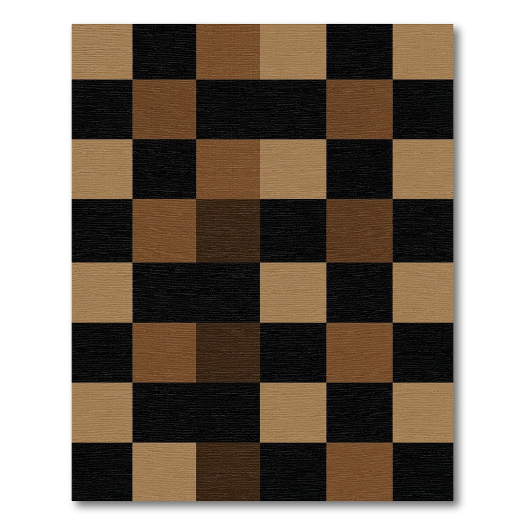 Minimalist Earthy Brown Black Checkerboard Rug
