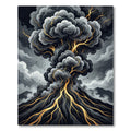 Golden Lava Eruption Dark Ash Cloud Rug
