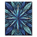Deep Blue Feathered Starburst Medallion Rug