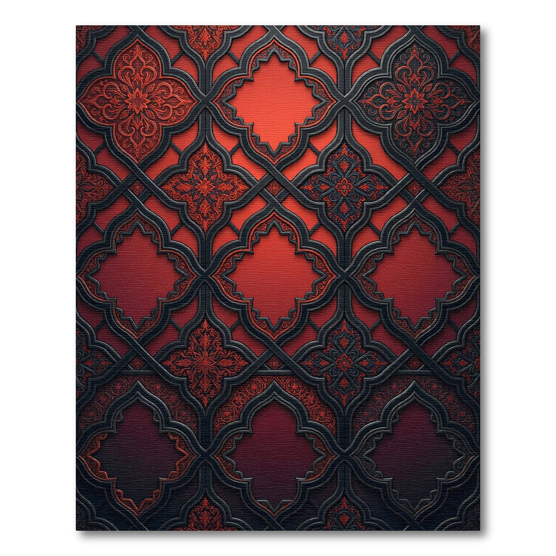 Elegant Crimson Ironwork Quatrefoil Medallion Rug