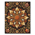 Golden Pomegranate Medallion Floral Earthy Scroll Rug