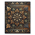 Ornate Bronze Floral Damask Medallion Rug