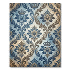 Regal Blue Crown Floral Damask Rug