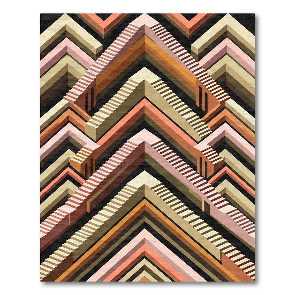 Terracotta Orange Staircase Chevron Rug