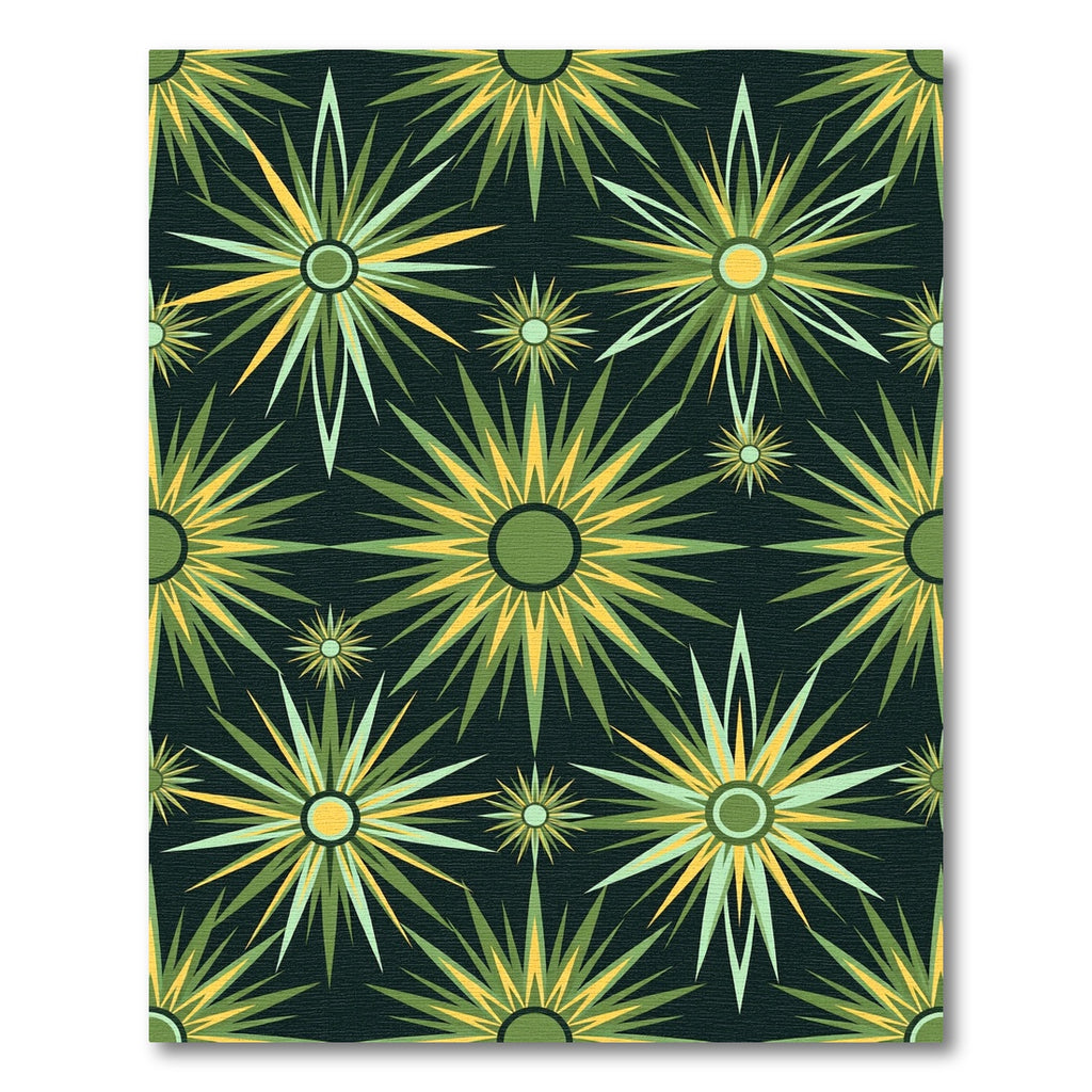 Green Yellow Starburst Floral Rug
