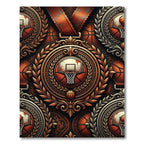 Ornate Bronze Basketball Emblem Medallion Rug