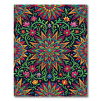 Vibrant Floral Mandala Geometric Tile Rug