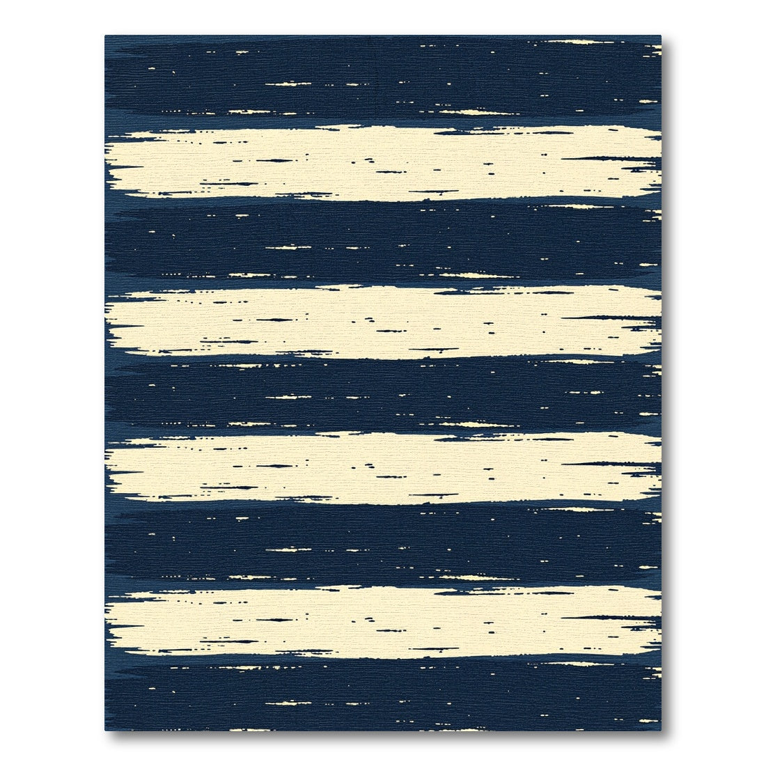 Navy and Cream Distressed Horizontal Stripes Rug