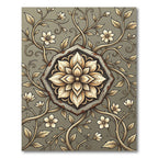 Elegant Golden Floral Hexagon Medallion Rug