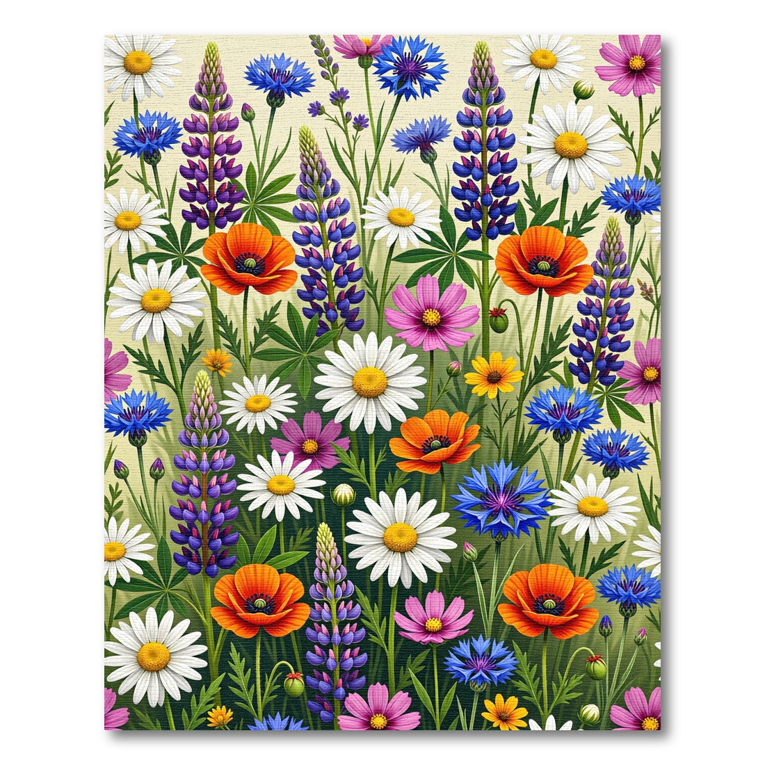 Vibrant Wildflower Meadow Floral Field Rug