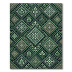 Emerald Green Intricate Tile Mosaic Rug