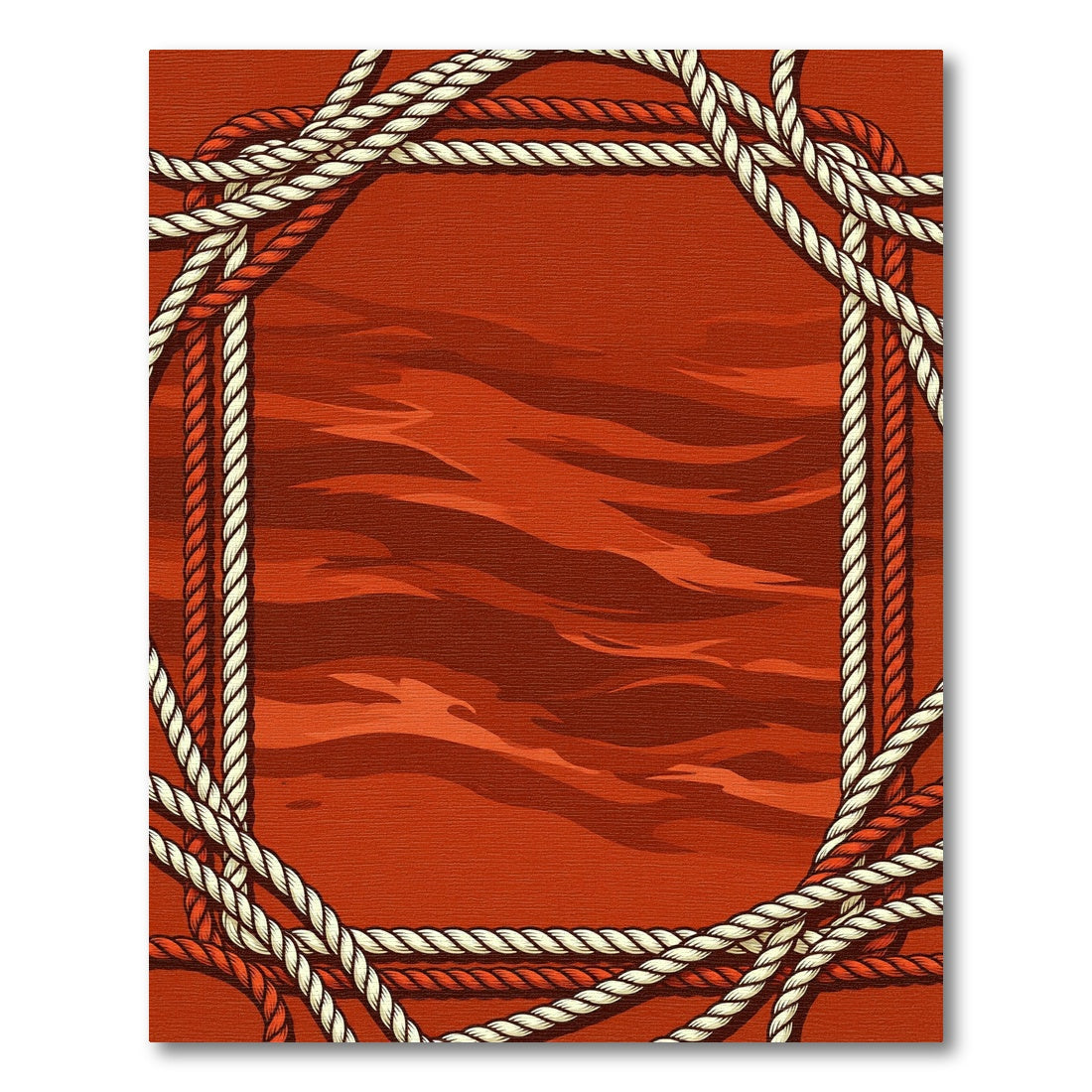 Crimson Braided Rope Border Rug