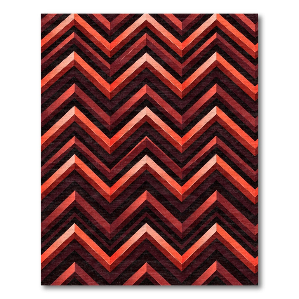 Red Orange Chevron Zigzag Overlay Rug