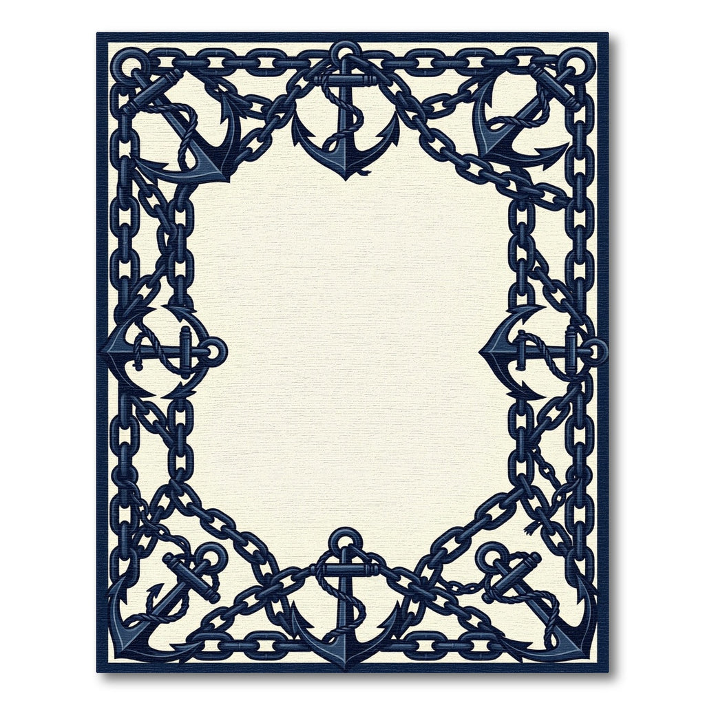 Nautical Anchor Chain Border Rug