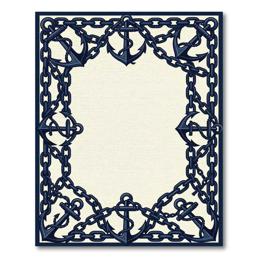 Nautical Anchor Chain Border Rug