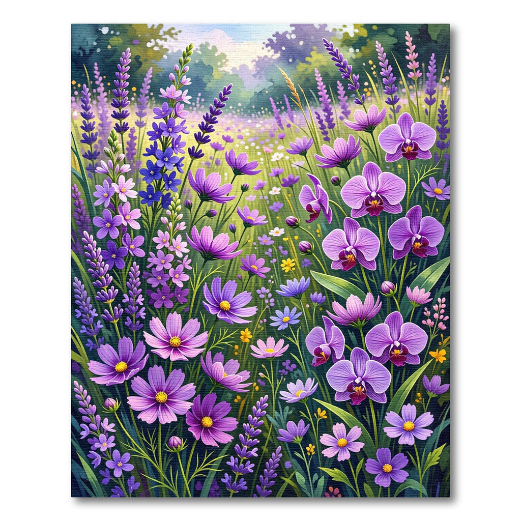 Vibrant Purple Orchid Lavender Field Rug