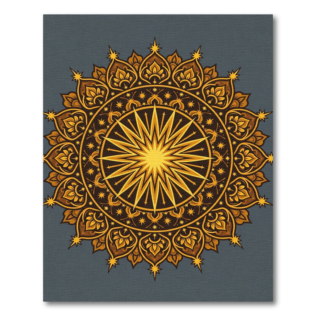Celestial Gold Sunburst Star Medallion Rug