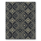 Elegant Dark Floral Medallion Diamond Rug
