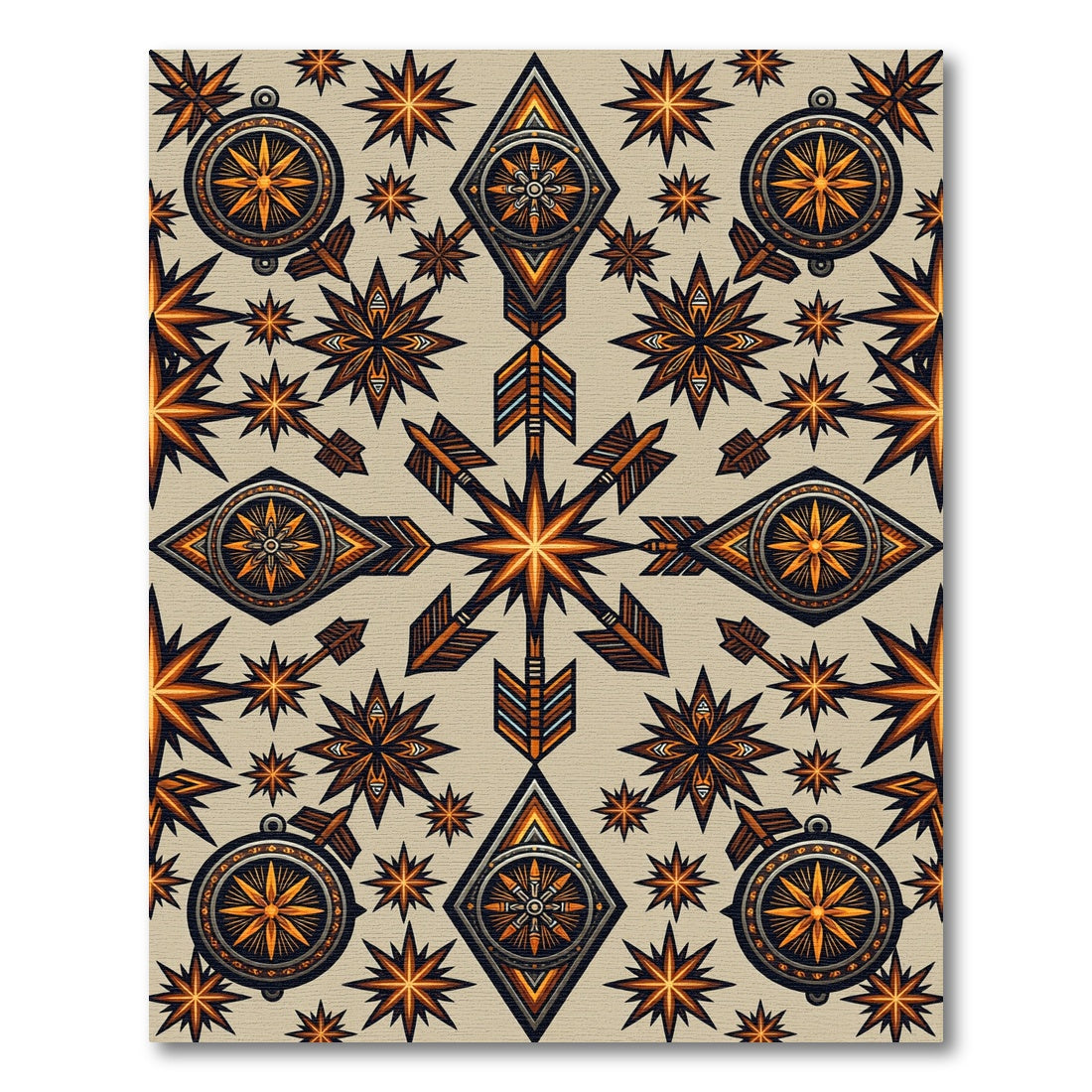 Bronze Star Compass Arrow Tile Rug