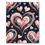 Pink Hearts Swirl Watercolor Composition Rug