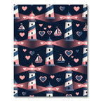 Navy Pink White Lighthouse Hearts Sailboat Rug
