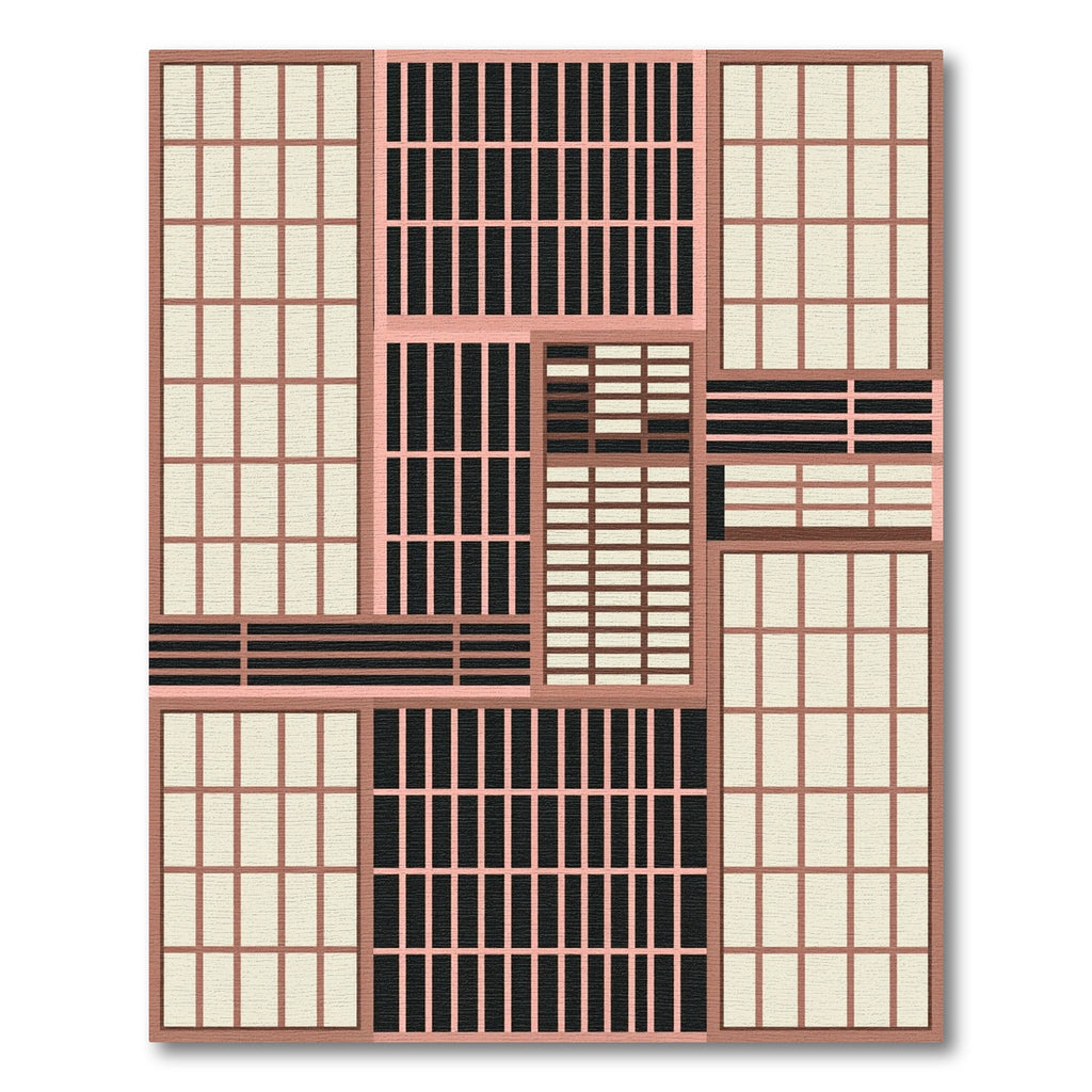 Geometric Minimalist Earth Tone Grid Rug