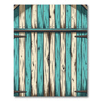 Rustic Teal and Cream Wood Plank Rug