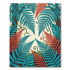 Vibrant Teal and Terracotta Tropical Ferns Rug